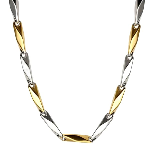 RICE CHAIN - Gold Silver Tone - Pure Stainless Steel 24inch - European Trending Style for Men & Boys
