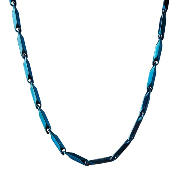 RICE CHAIN BLUE - Pure Stainless Steel 24inch - European Trending Style - Necklace for Men & Boy