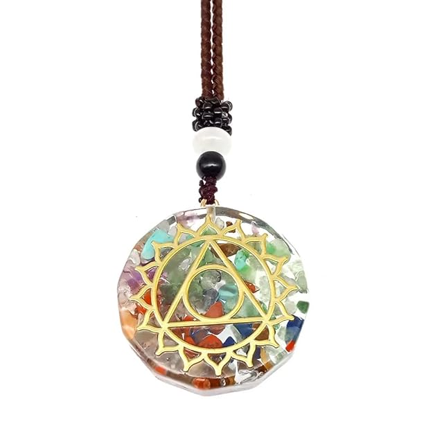 AURORA TRIANGLE - Natural Crystal necklace with 30 inch Adjustable Rope Chain for Men & Boys