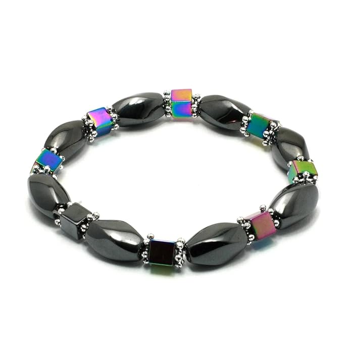 SOLACE BLACK - Beads Bracelet with Natural Stone - "7" inch Stretch Bracelet for Men & Boys