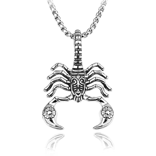 KINGSCORP (T) - Pure Titanium Steel Scorpion Pendant with Stainless Steel 24inch Round Box Chain, European trending Style for Men & Boy
