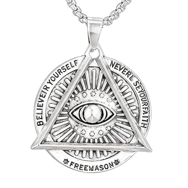 MASONIC EYE (T) - Pure Titanium Steel Pendant with Stainless Steel 24inch Round Box Chain, European trending Style for Men & Boy