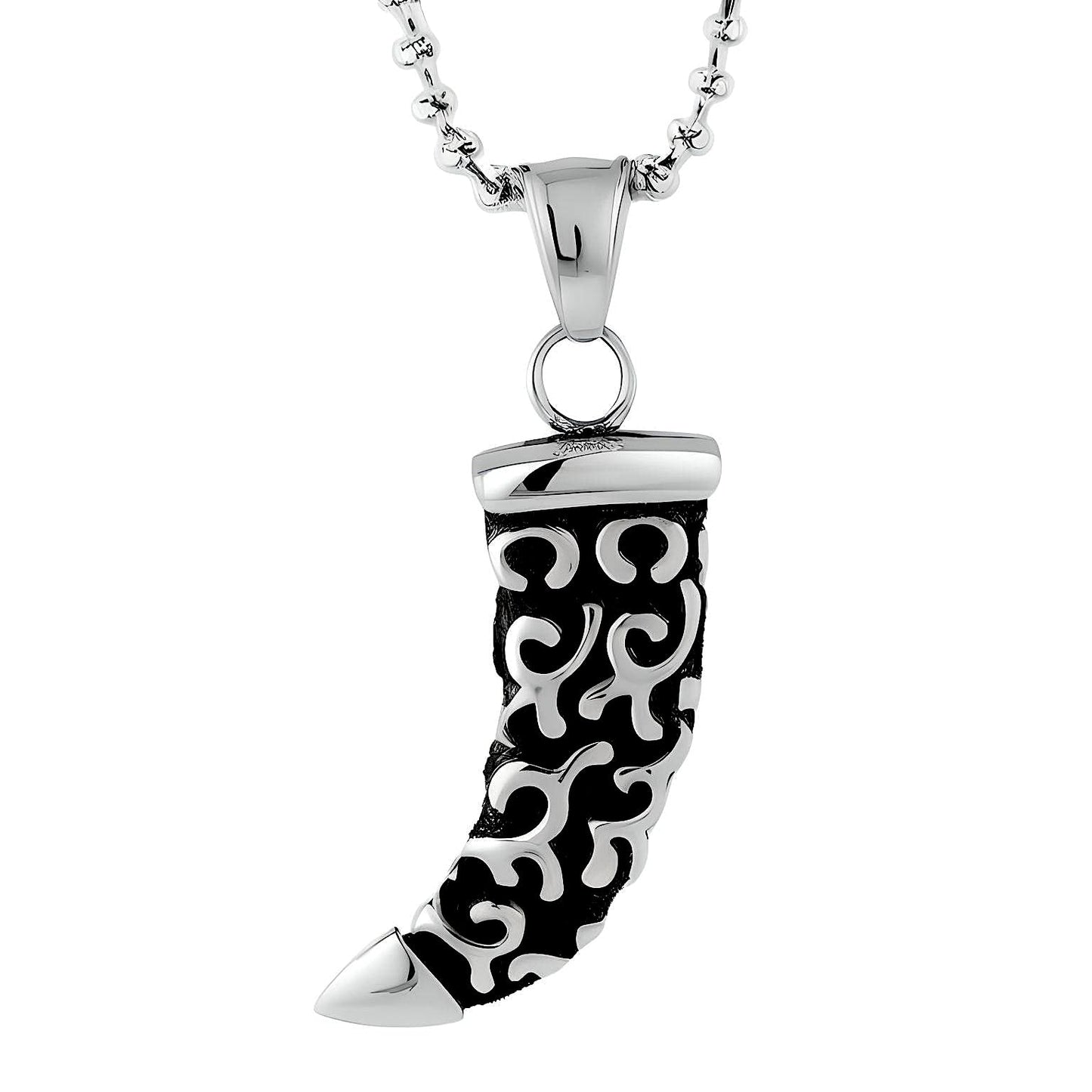 WOLF TOOTH - Pure Titanium Steel Pendant with 24inch Round Box Chain for Men & Boys