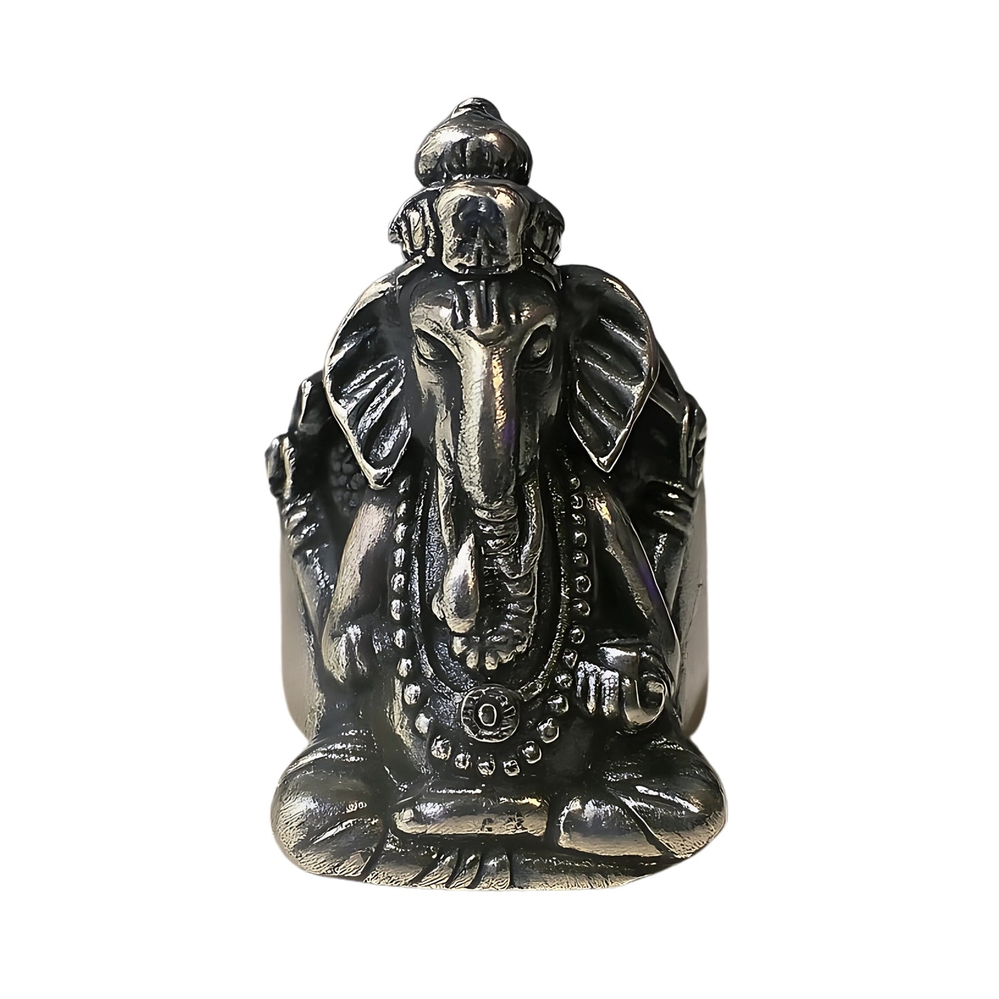 COSMIC GANPATHI RING - Pure Stainless Steel Men’s Steel-Plated Ring – Statement Luxury Jewelry (Size : 16-22-24-27)