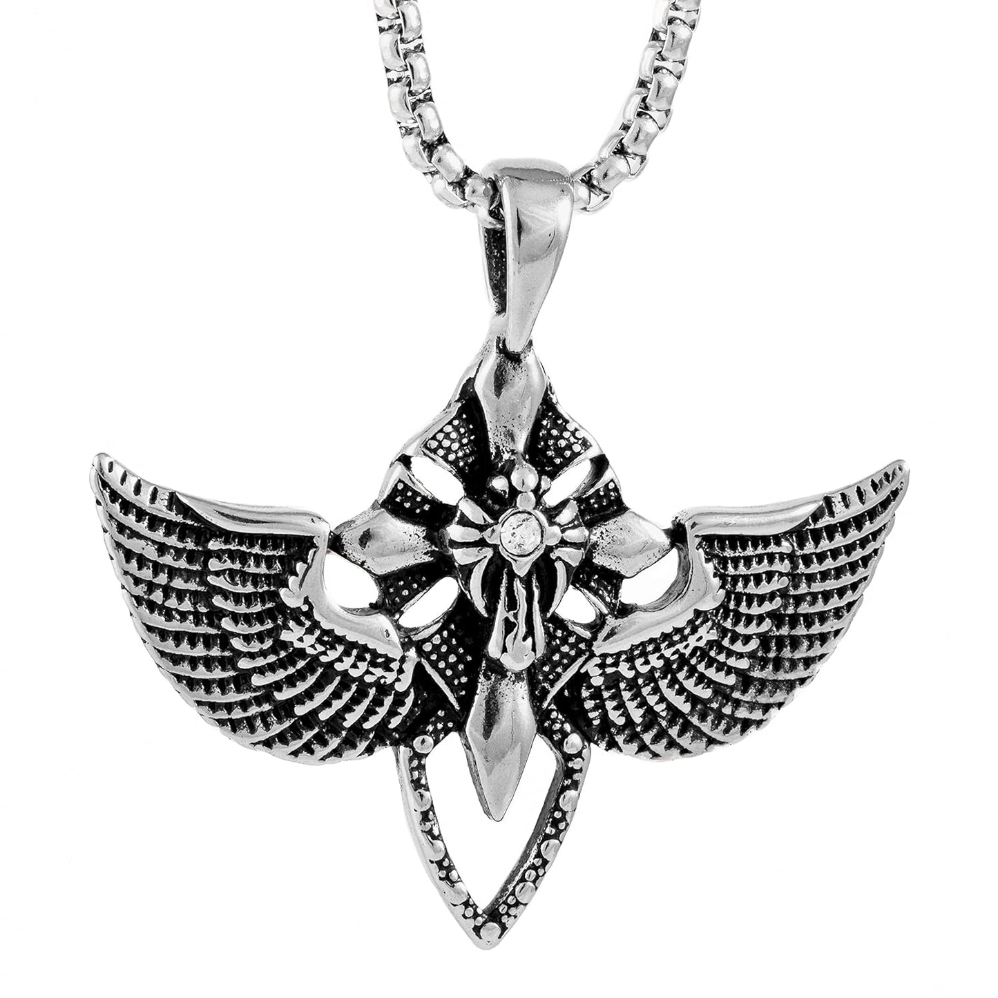 WING CONTROL - Pure Titanium Steel Pendant with 24inch Round Box Chain for Men & Boys