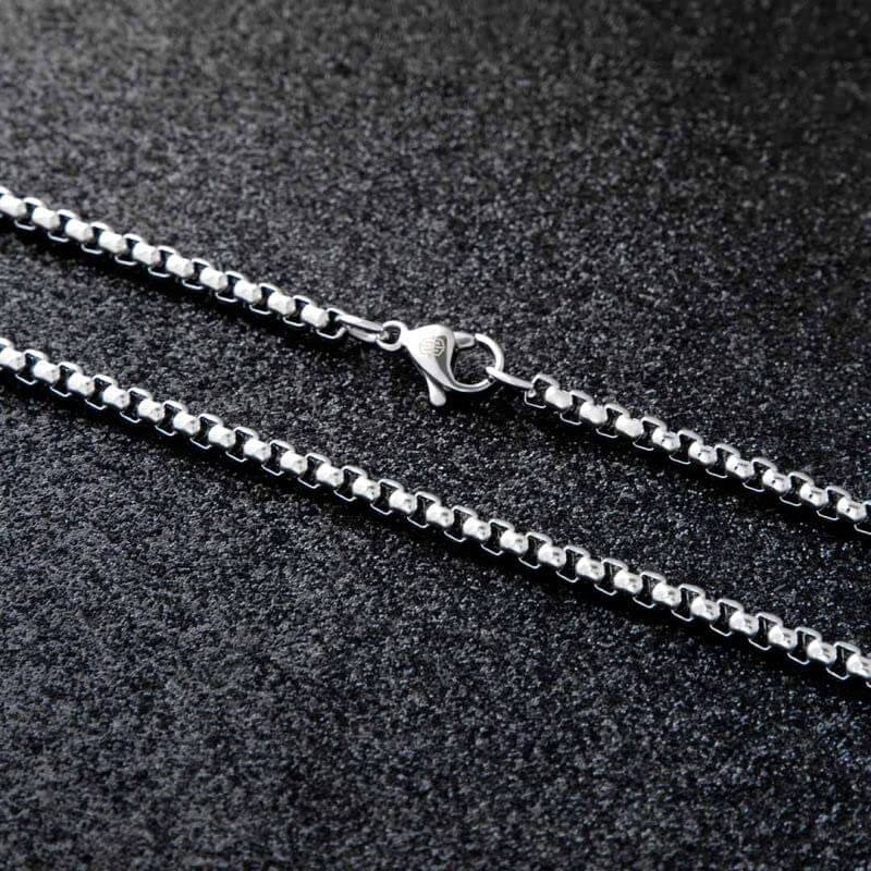 THE MEN THING 28 Inch Chain - ROUNDED BOX - 3mm Chain Stainless Steel