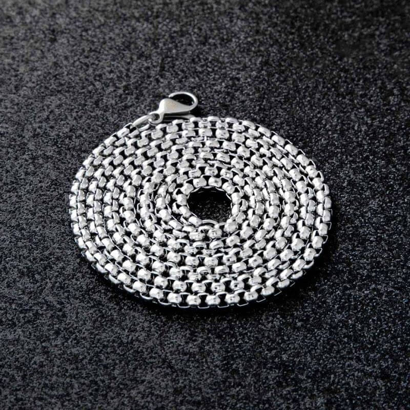 THE MEN THING 28 Inch Chain - ROUNDED BOX - 3mm Chain Stainless Steel