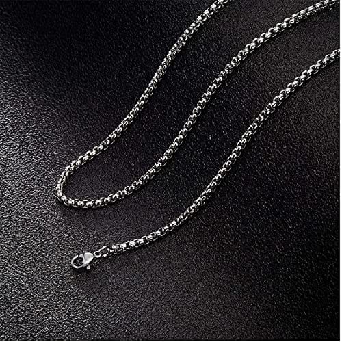 THE MEN THING 28 Inch Chain - ROUNDED BOX - 3mm Chain Stainless Steel