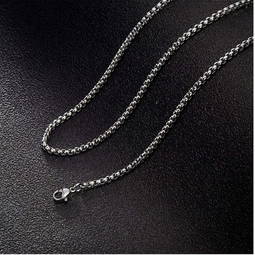 THE MEN THING 28 Inch Chain - ROUNDED BOX - 3mm Chain Stainless Steel