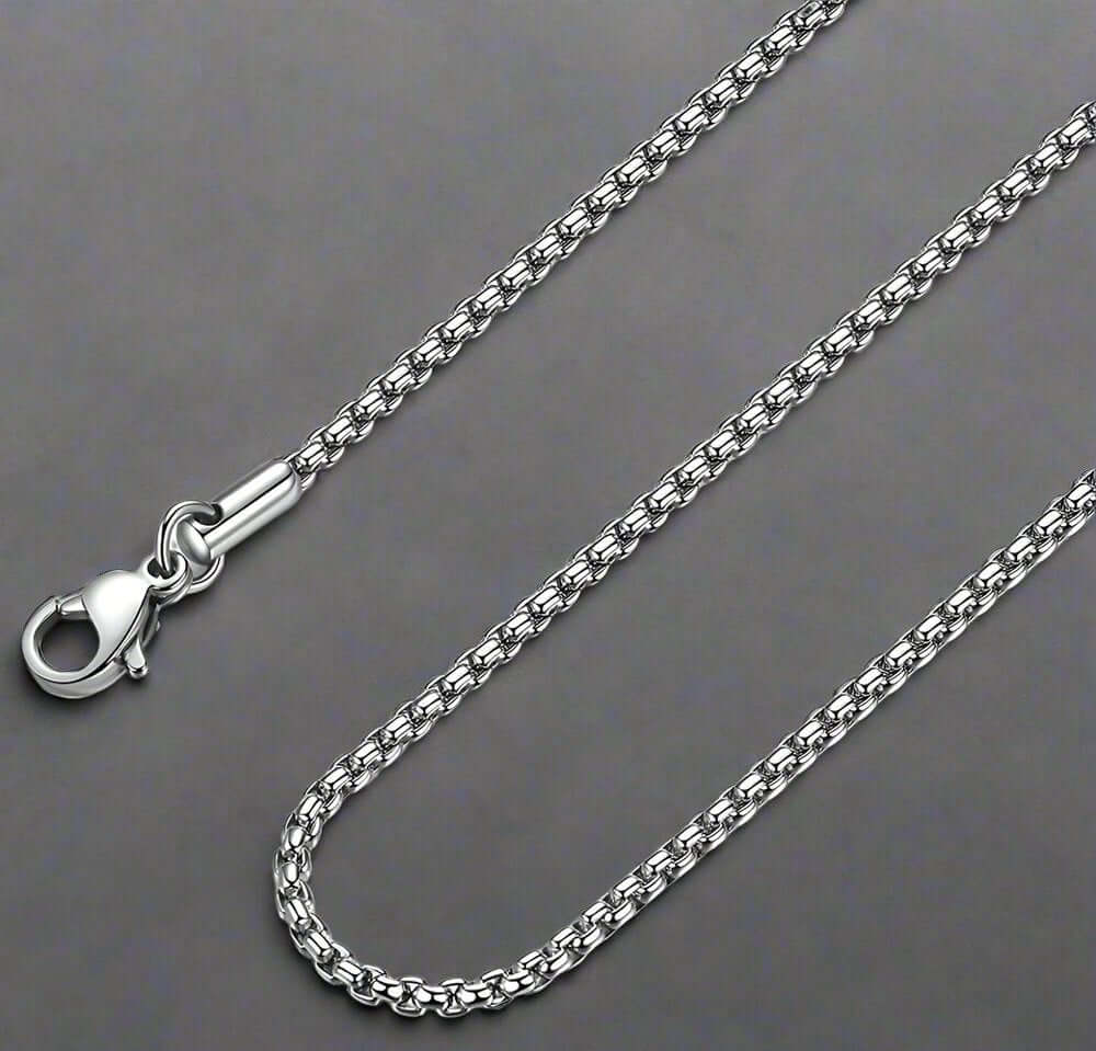 THE MEN THING 28 Inch Chain - ROUNDED BOX - 3mm Chain Stainless Steel