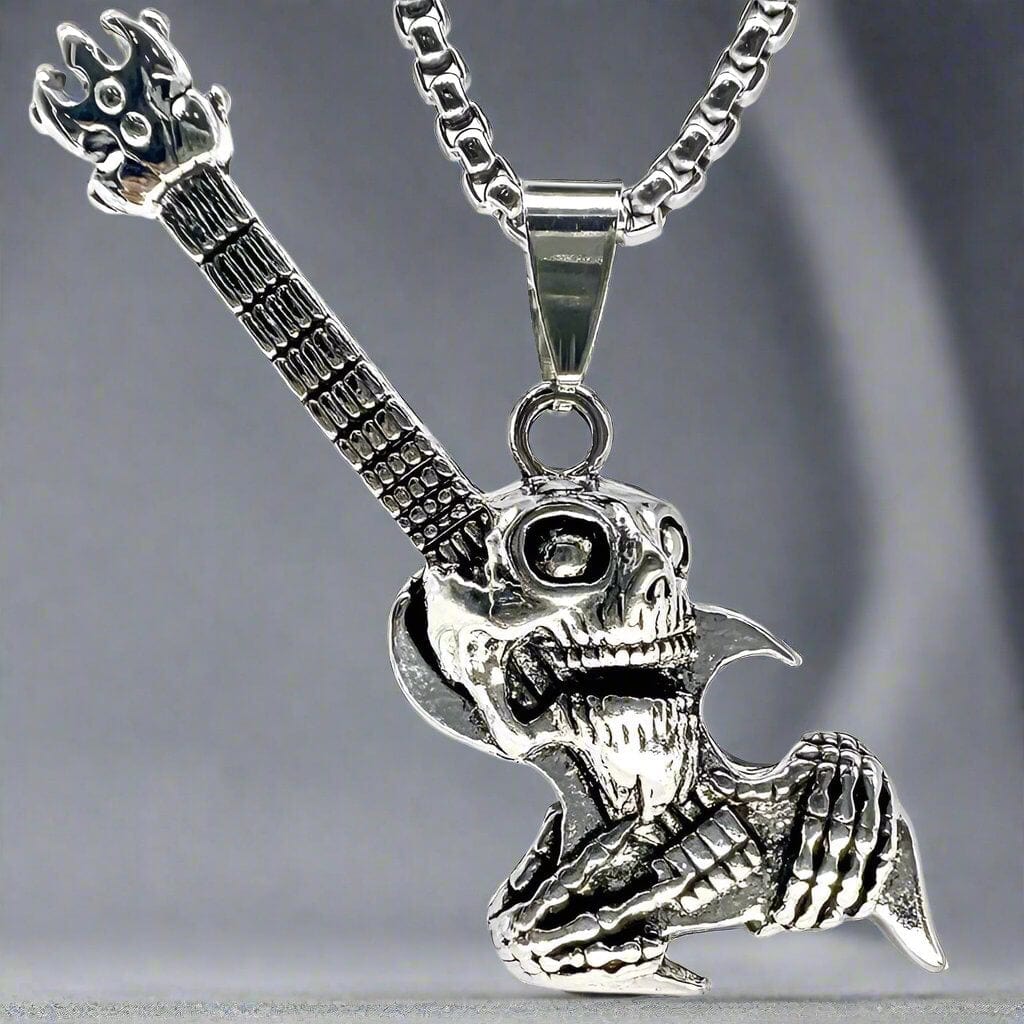 THE MEN THING Alloy Pendant with Chain ROCKER - Alloy Pendant with Pure Stainless Steel 24inch Chain for Men, European trending Style - Round Box Chain for Men & Boy