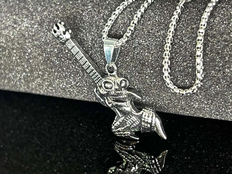THE MEN THING Alloy Pendant with Chain ROCKER - Alloy Pendant with Pure Stainless Steel 24inch Chain for Men, European trending Style - Round Box Chain for Men & Boy