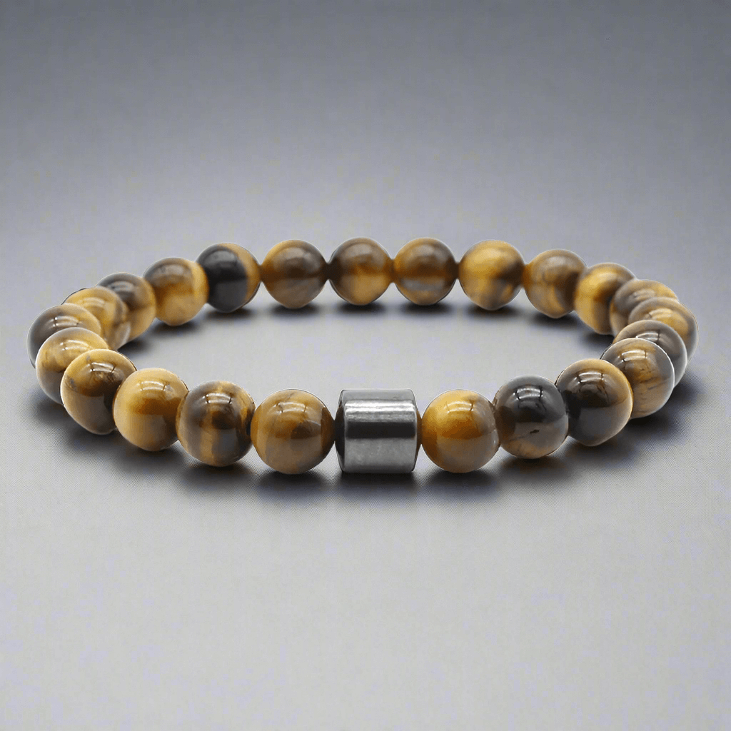 THE MEN THING Bead Bracelet AZURITE ATMOSPHERE - Beads Bracelet with Natural Stone - 7 inch Stretch Bracelet