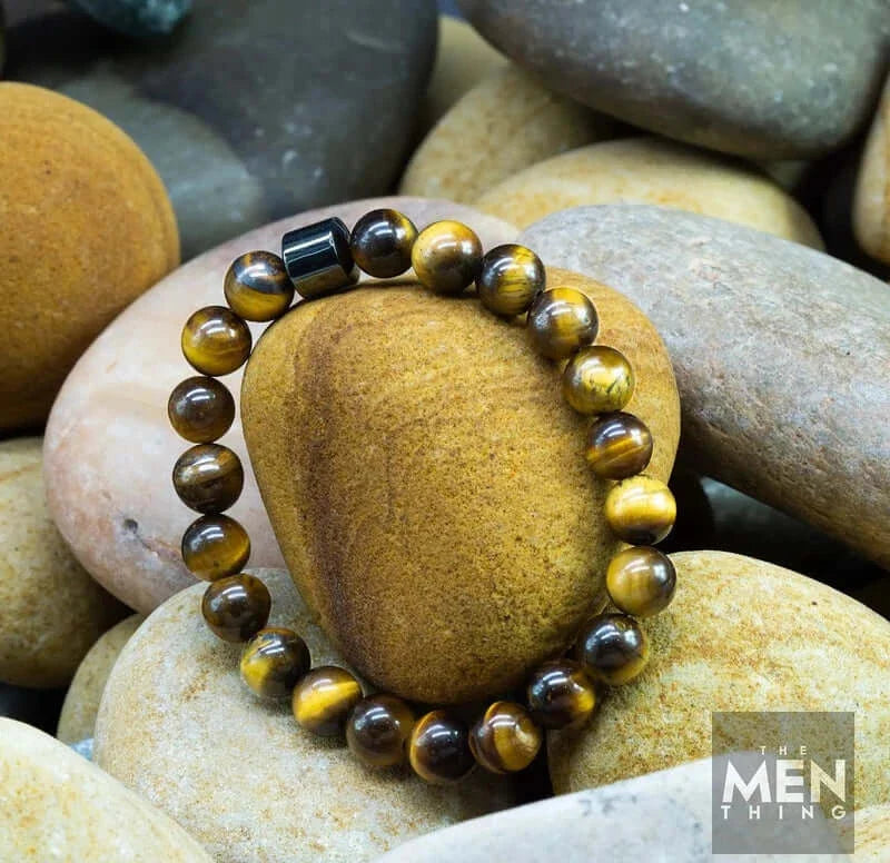 THE MEN THING Bead Bracelet AZURITE ATMOSPHERE - Beads Bracelet with Natural Stone - 7 inch Stretch Bracelet