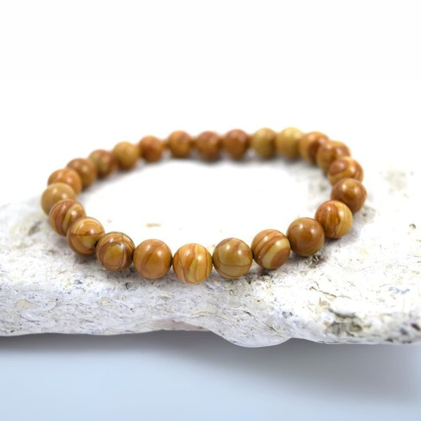 THE MEN THING Bead Bracelet CANYON - 12mm Beads Bracelet with Natural Stone - 7 inch (Adjustable) Stretch Bracelet