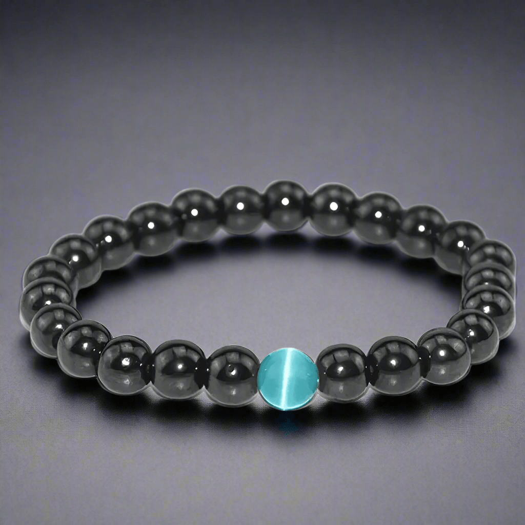 THE MEN THING Bead Bracelet COBALT BLUE - Beads Bracelet with Natural Stone - "7" inch Stretch Bracelet for Men & Boys