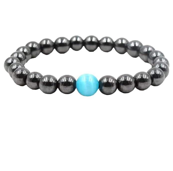THE MEN THING Bead Bracelet COBALT BLUE - Beads Bracelet with Natural Stone - "7" inch Stretch Bracelet for Men & Boys