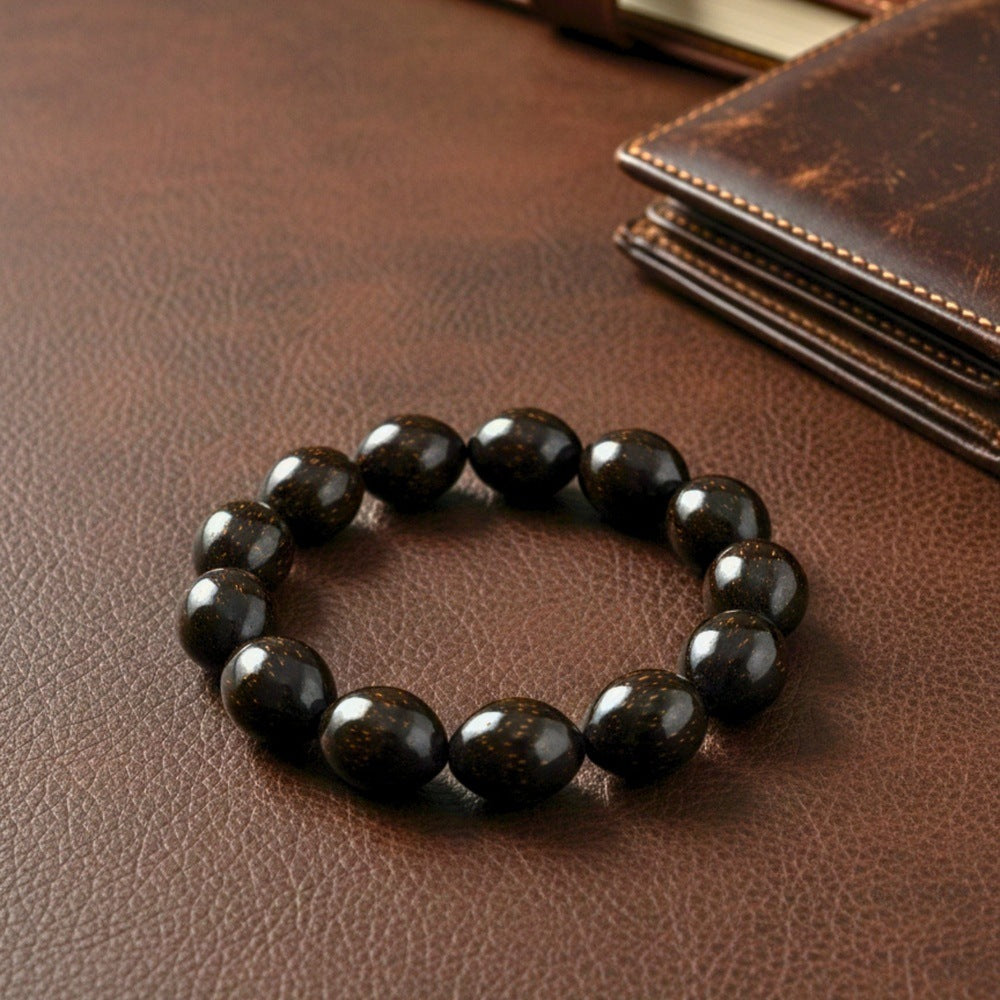 THE MEN THING Bead Bracelet COCOSOUL - 17mm Wooden Beads Bracelet with Natural Stone - Adjustable Bracelet