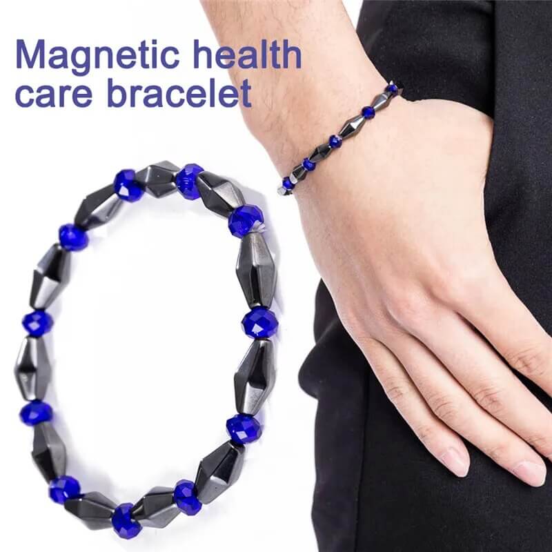 THE MEN THING Bead Bracelet CONE SHAPE BLUE - Beads Bracelet with Natural Stone - "7" inch Stretch Bracelet for Men & Boys