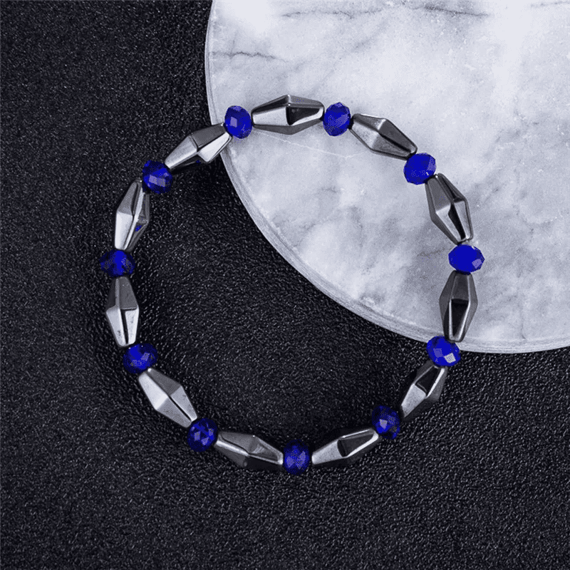THE MEN THING Bead Bracelet CONE SHAPE BLUE - Beads Bracelet with Natural Stone - "7" inch Stretch Bracelet for Men & Boys