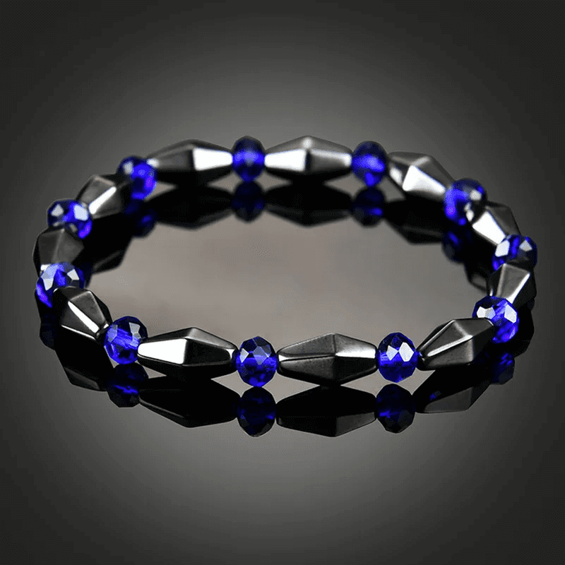 THE MEN THING Bead Bracelet CONE SHAPE BLUE - Beads Bracelet with Natural Stone - "7" inch Stretch Bracelet for Men & Boys