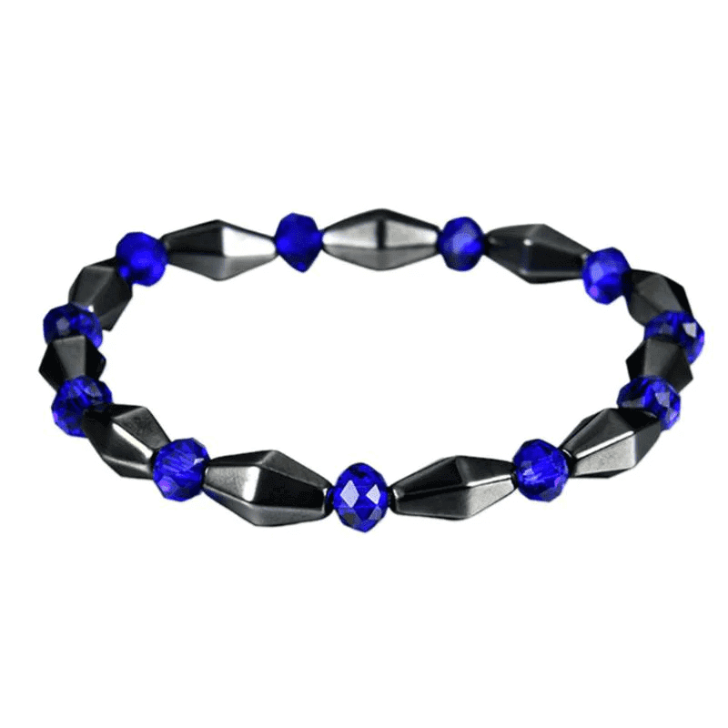 THE MEN THING Bead Bracelet CONE SHAPE BLUE - Beads Bracelet with Natural Stone - "7" inch Stretch Bracelet for Men & Boys