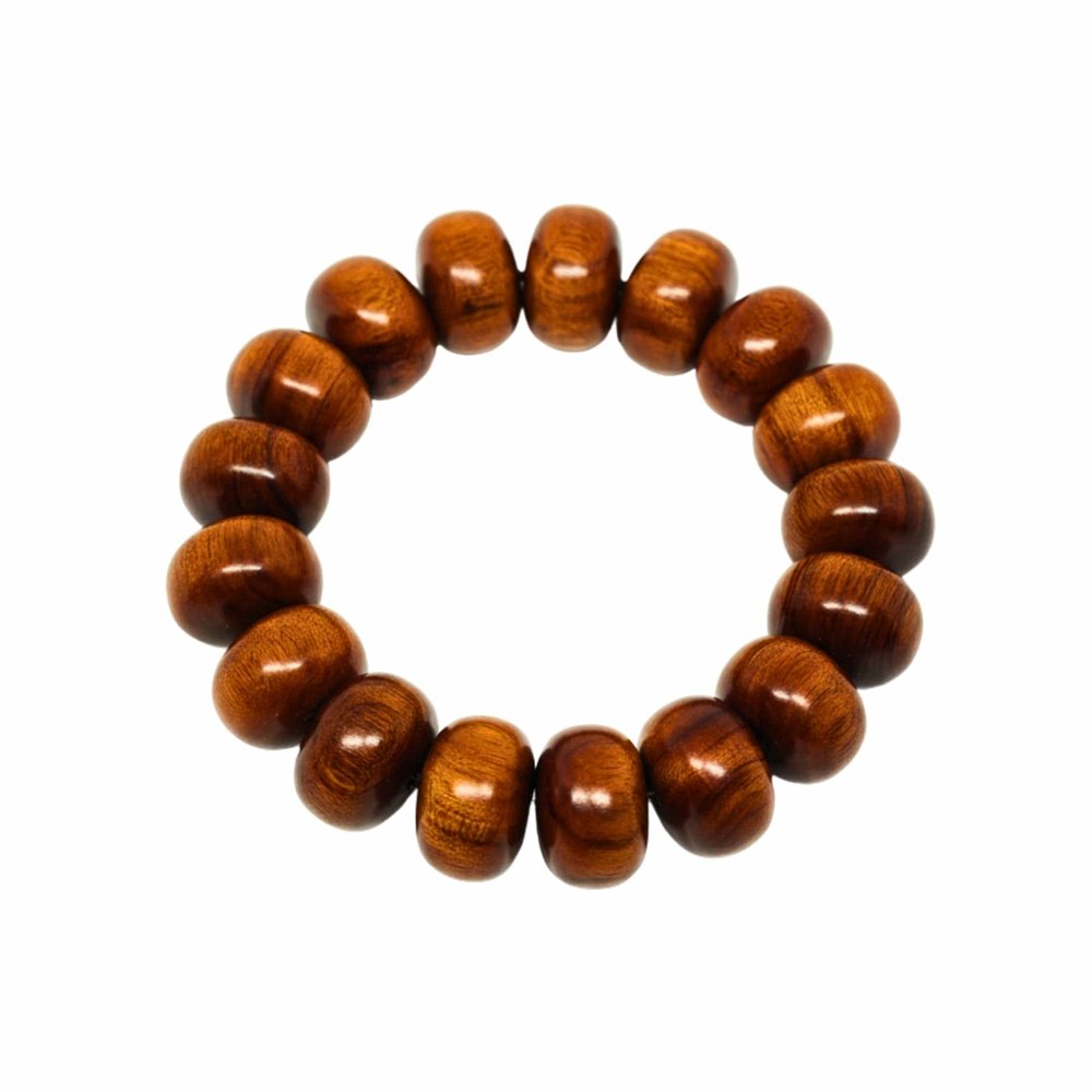 THE MEN THING Bead Bracelet EVOOAK - 19mm Wooden Beads Bracelet with Natural Stone - Adjustable Bracelet