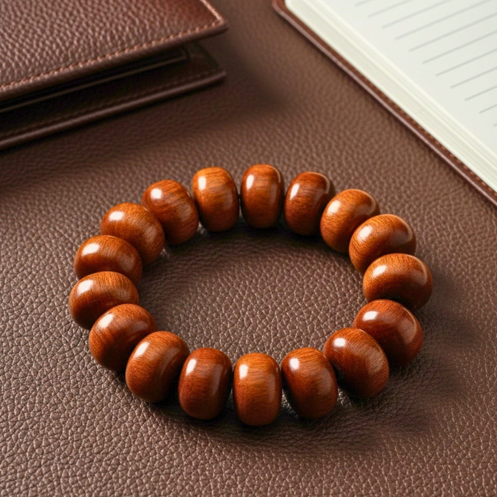 THE MEN THING Bead Bracelet EVOOAK - 19mm Wooden Beads Bracelet with Natural Stone - Adjustable Bracelet