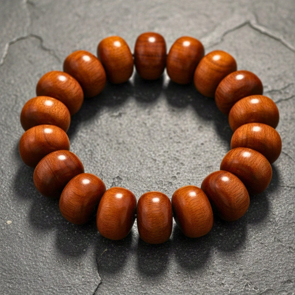 THE MEN THING Bead Bracelet EVOOAK - 19mm Wooden Beads Bracelet with Natural Stone - Adjustable Bracelet