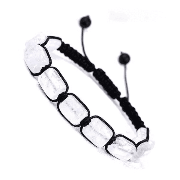 THE MEN THING Bead Bracelet MOONSTONE SQUARE - Beads Bracelet with Natural Stone - Adjustable Bracelet for Men & Boys