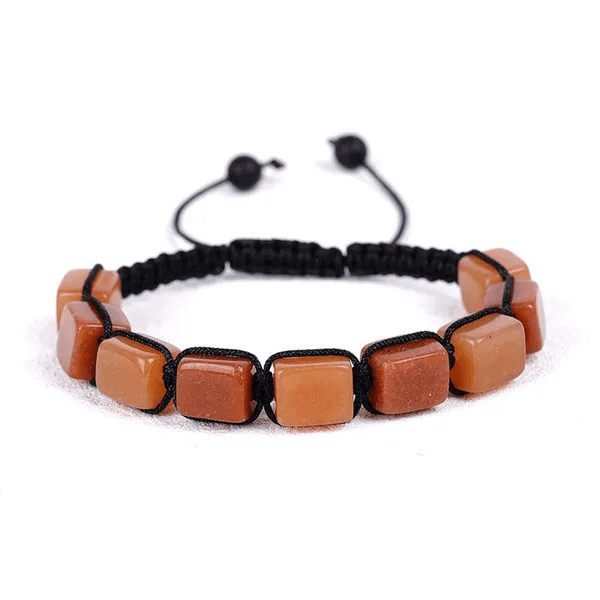 THE MEN THING Bead Bracelet MOSAIC SQUARE - Beads Bracelet with Natural Stone - Adjustable Bracelet for Men & Boys