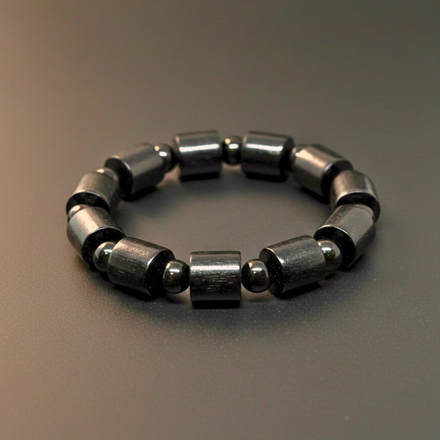 THE MEN THING Bead Bracelet NOIR VAULT - 14mm Wooden Beads Bracelet with Natural Stone - Adjustable Bracelet
