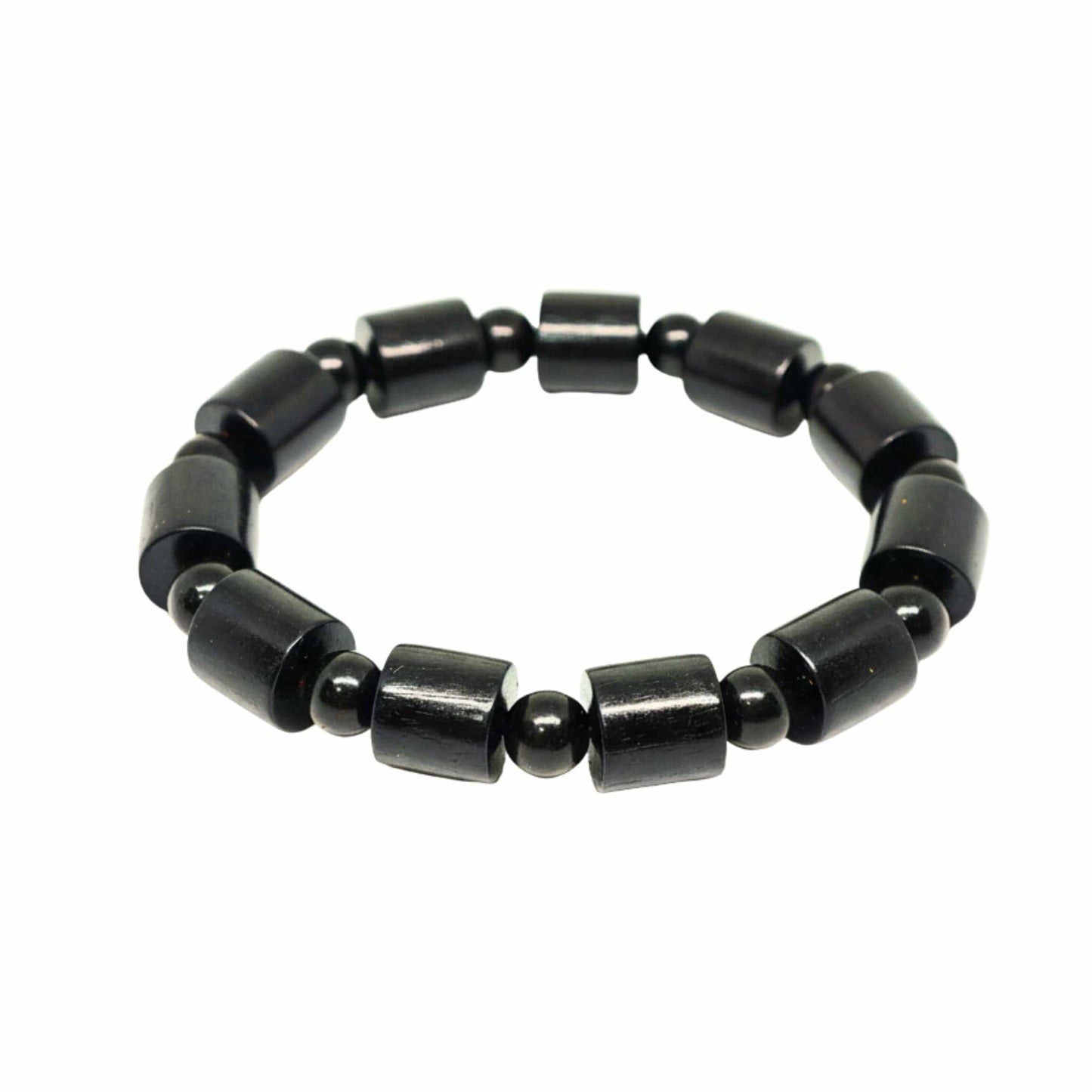 THE MEN THING Bead Bracelet NOIR VAULT - 14mm Wooden Beads Bracelet with Natural Stone - Adjustable Bracelet