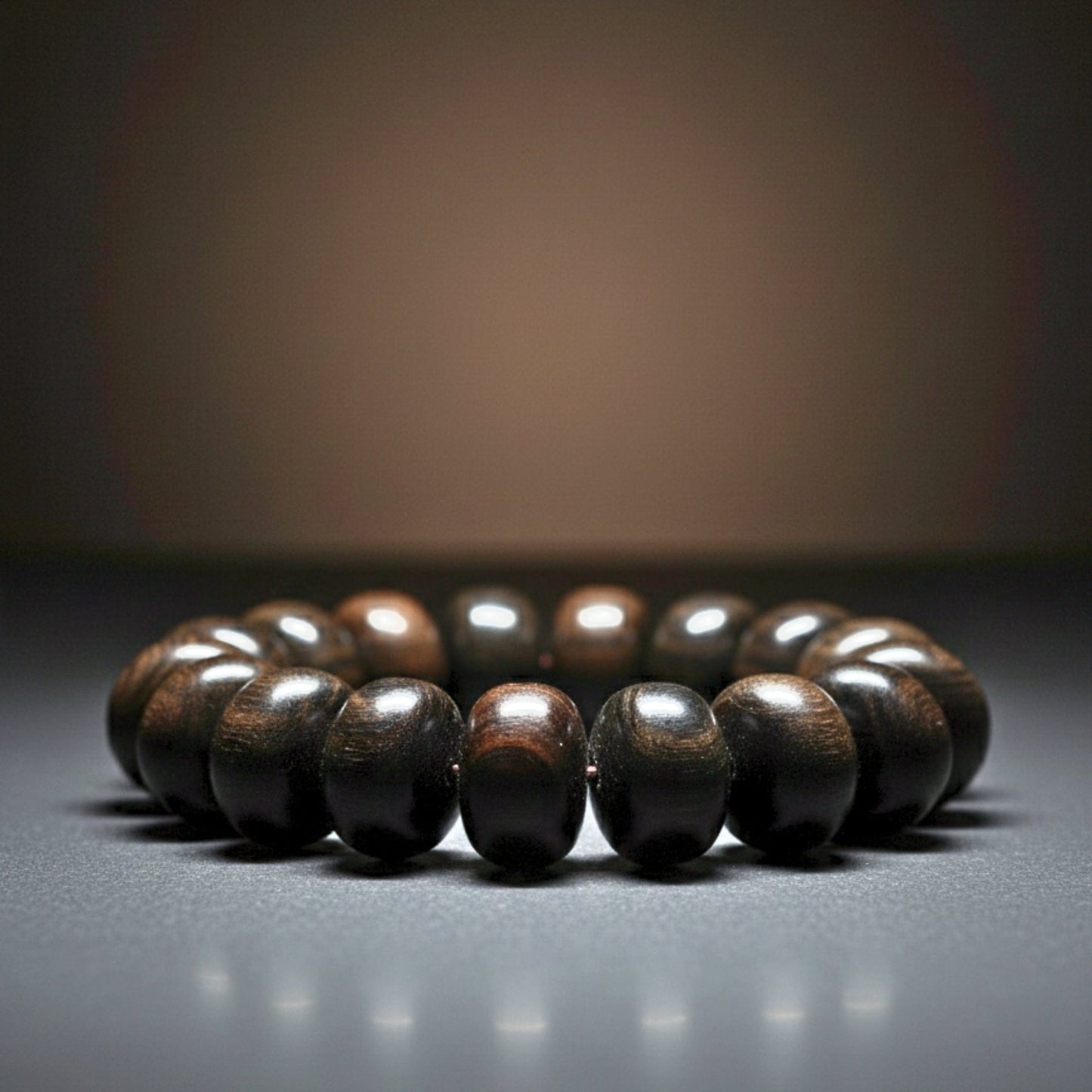 THE MEN THING Bead Bracelet OBSIDIAN CREED - 20mm Wooden Beads Bracelet with Natural Stone - Adjustable Bracelet