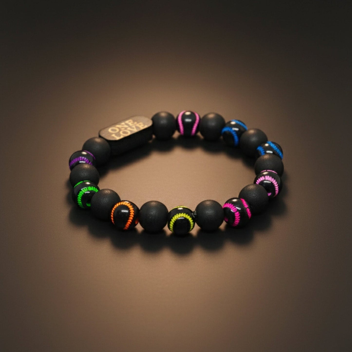 THE MEN THING Bead Bracelet ONE LOVE VIBE - 13mm Beads Bracelet with Natural Stone - Adjustable Bracelet