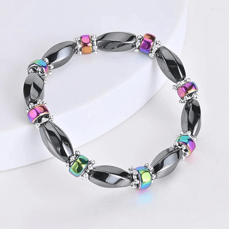 THE MEN THING Bead Bracelet SOLACE BLACK - Beads Bracelet with Natural Stone - "7" inch Stretch Bracelet for Men & Boys