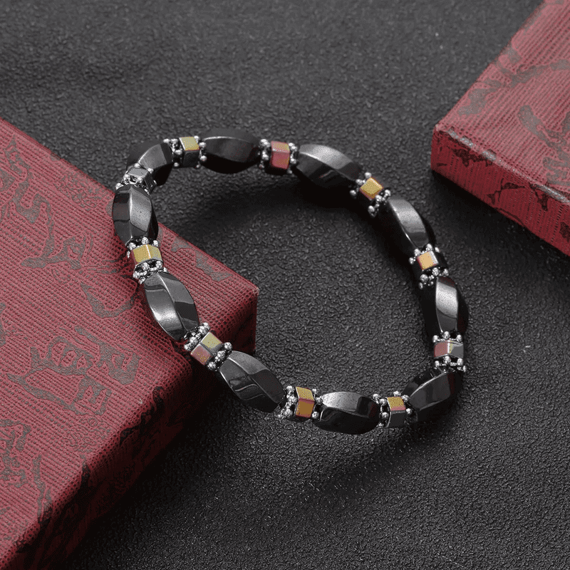 THE MEN THING Bead Bracelet SOLACE BLACK - Beads Bracelet with Natural Stone - "7" inch Stretch Bracelet for Men & Boys