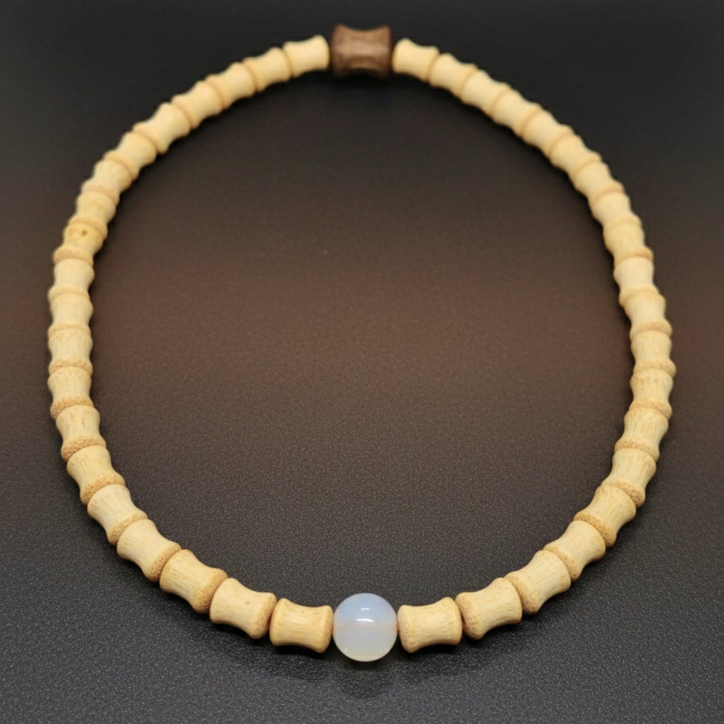 THE MEN THING Bead Bracelet SOLARA BEAD - 7mm Wooden Beads Bracelet with Natural Stone - Adjustable Bracelet