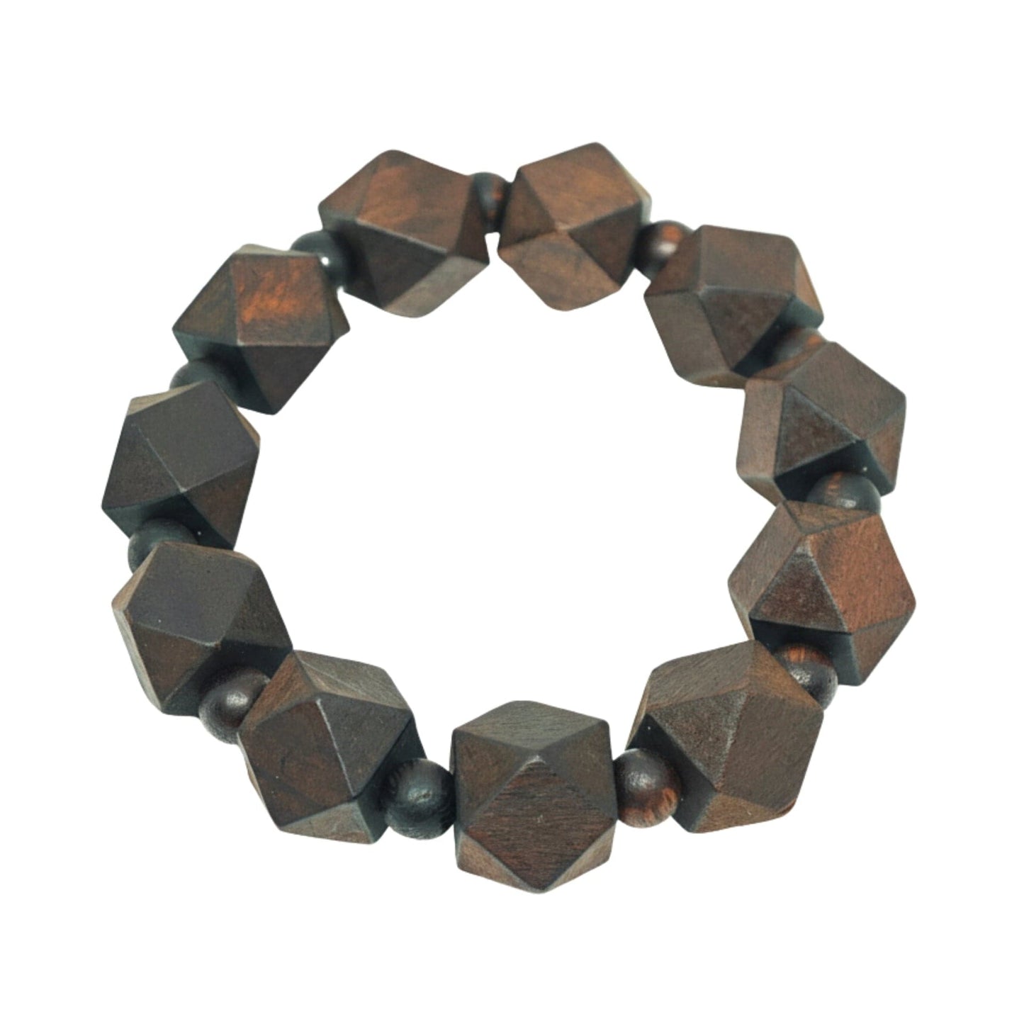THE MEN THING Bead Bracelet SOLBARK - 16mm Wooden Beads Bracelet with Natural Stone - Adjustable Bracelet