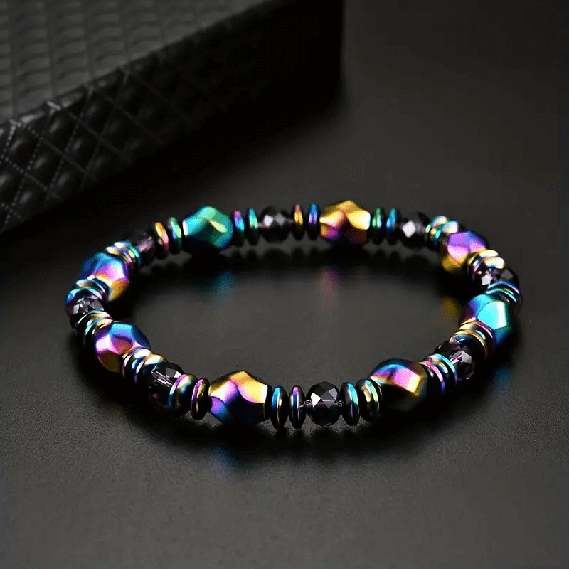 THE MEN THING Bead Bracelet SPECTRA MULTICOLOR - Beads Bracelet with Natural Stone - "7" inch Stretch Bracelet for Men & Boys
