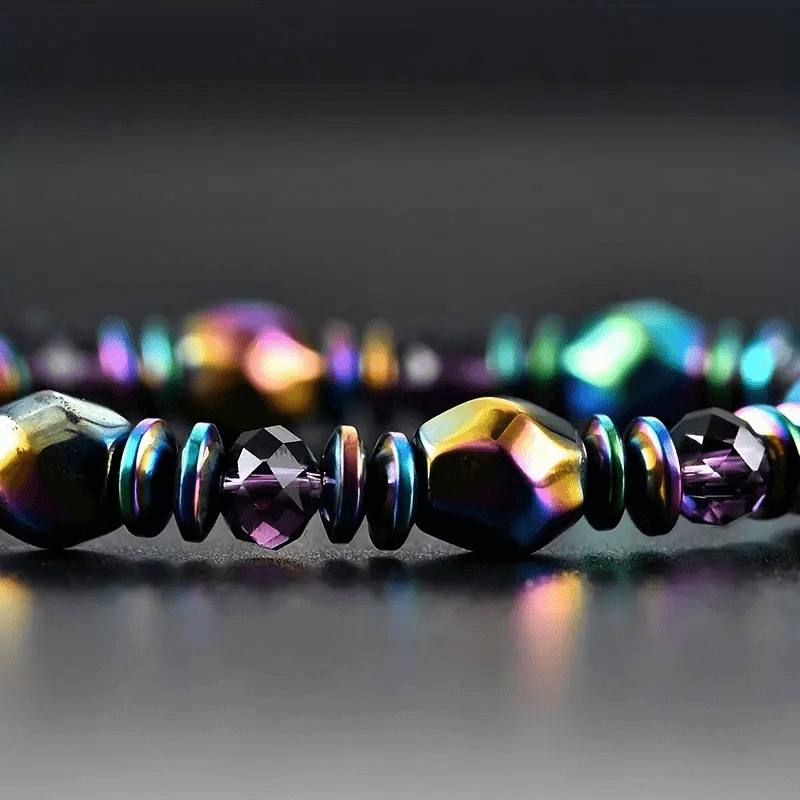 THE MEN THING Bead Bracelet SPECTRA MULTICOLOR - Beads Bracelet with Natural Stone - "7" inch Stretch Bracelet for Men & Boys