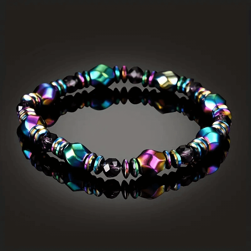 THE MEN THING Bead Bracelet SPECTRA MULTICOLOR - Beads Bracelet with Natural Stone - "7" inch Stretch Bracelet for Men & Boys