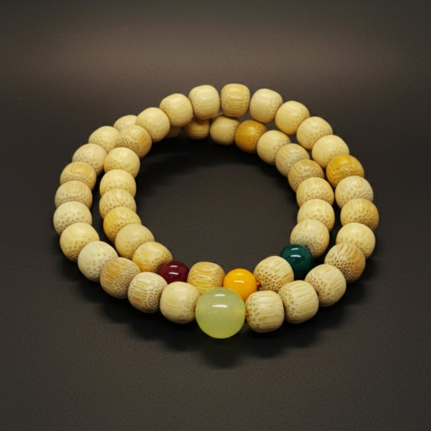THE MEN THING Bead Bracelet TRANQUIL AURA - 10mm Wooden Beads Bracelet with Natural Stone - Adjustable Bracelet