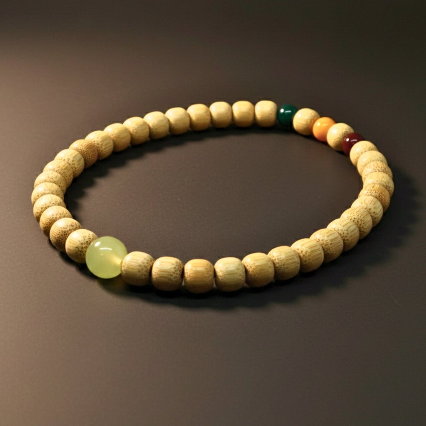 THE MEN THING Bead Bracelet TRANQUIL AURA - 10mm Wooden Beads Bracelet with Natural Stone - Adjustable Bracelet