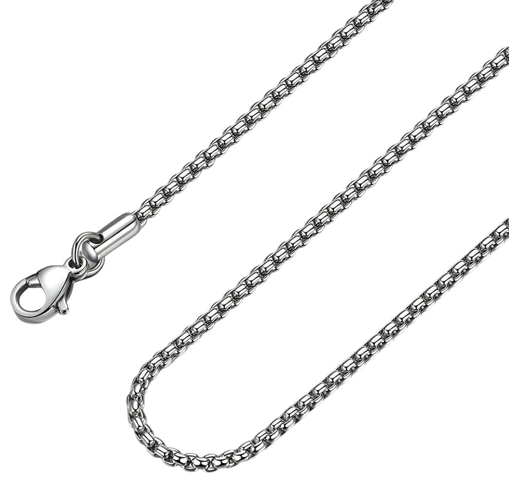 26 Inch Chain - ROUNDED BOX - 3mm Chain Stainless Steel
