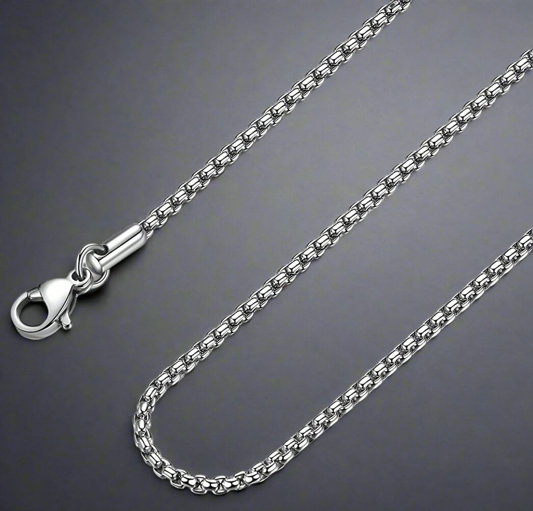 THE MEN THING Chain 26 Inch Chain - ROUNDED BOX - 3mm Chain Stainless Steel