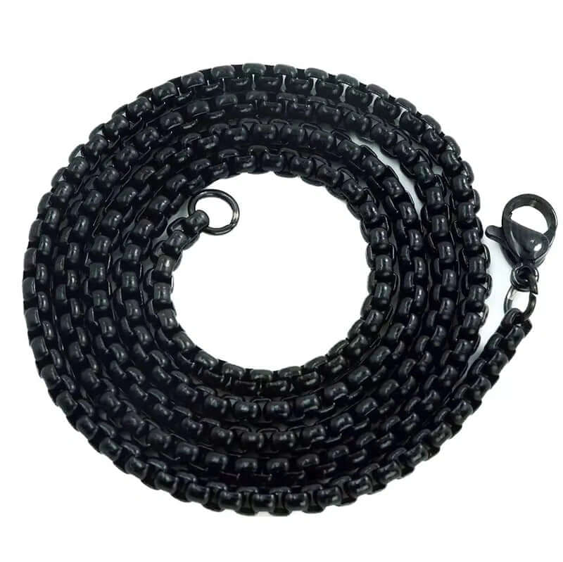 THE MEN THING Chain BLACK ROUND BOX - 3mm Chain Stainless Steel 24 inch Necklace for Men & Boys