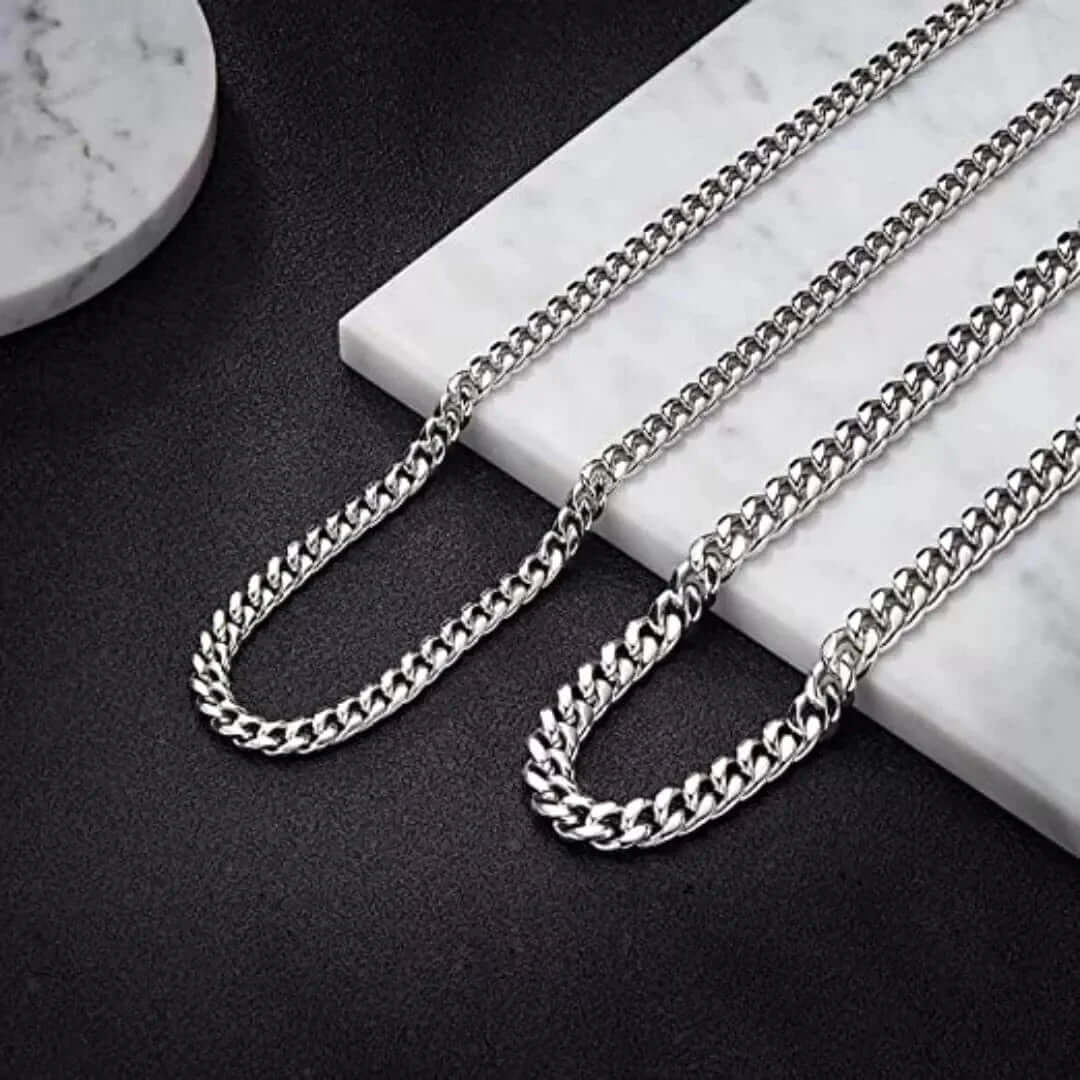 THE MEN THING Chain CUBAN CURB LINK CHAIN - 6mm Pure Stainless Steel Chain - 21inch for Men & Boys