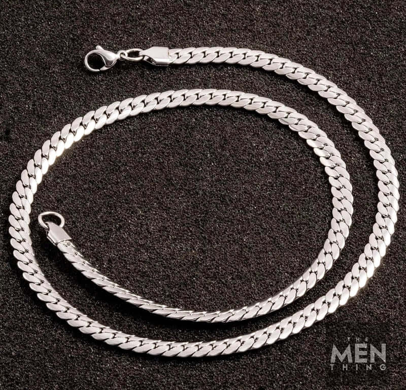 THE MEN THING Chain FLAT SNAKE CHAIN - 6.2mm Chain Pure Stainless Steel 24inch for Men & Boys