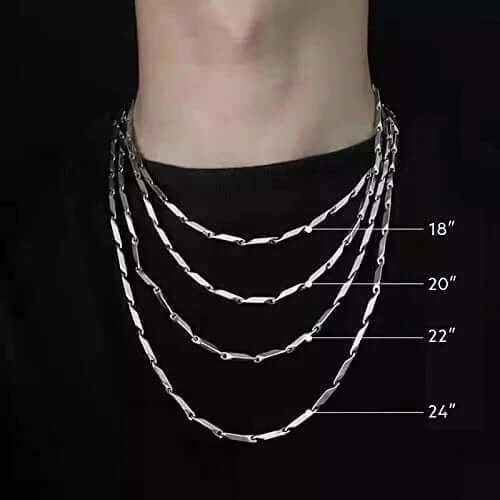 THE MEN THING Chain RICE CHAIN - Black Silver Tone - Pure Stainless Steel 24inch - European Trending Style for Men & Boy